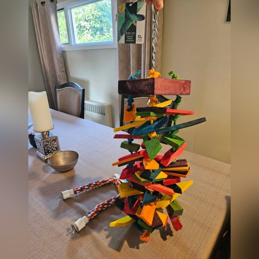 Parrot Lot - Featherland XL Knots N Blocks Wood Toy & Rope Perch - Picture 2 of 3